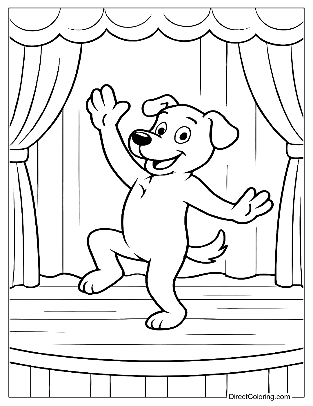 Dog Dancing on Stage Coloring Page